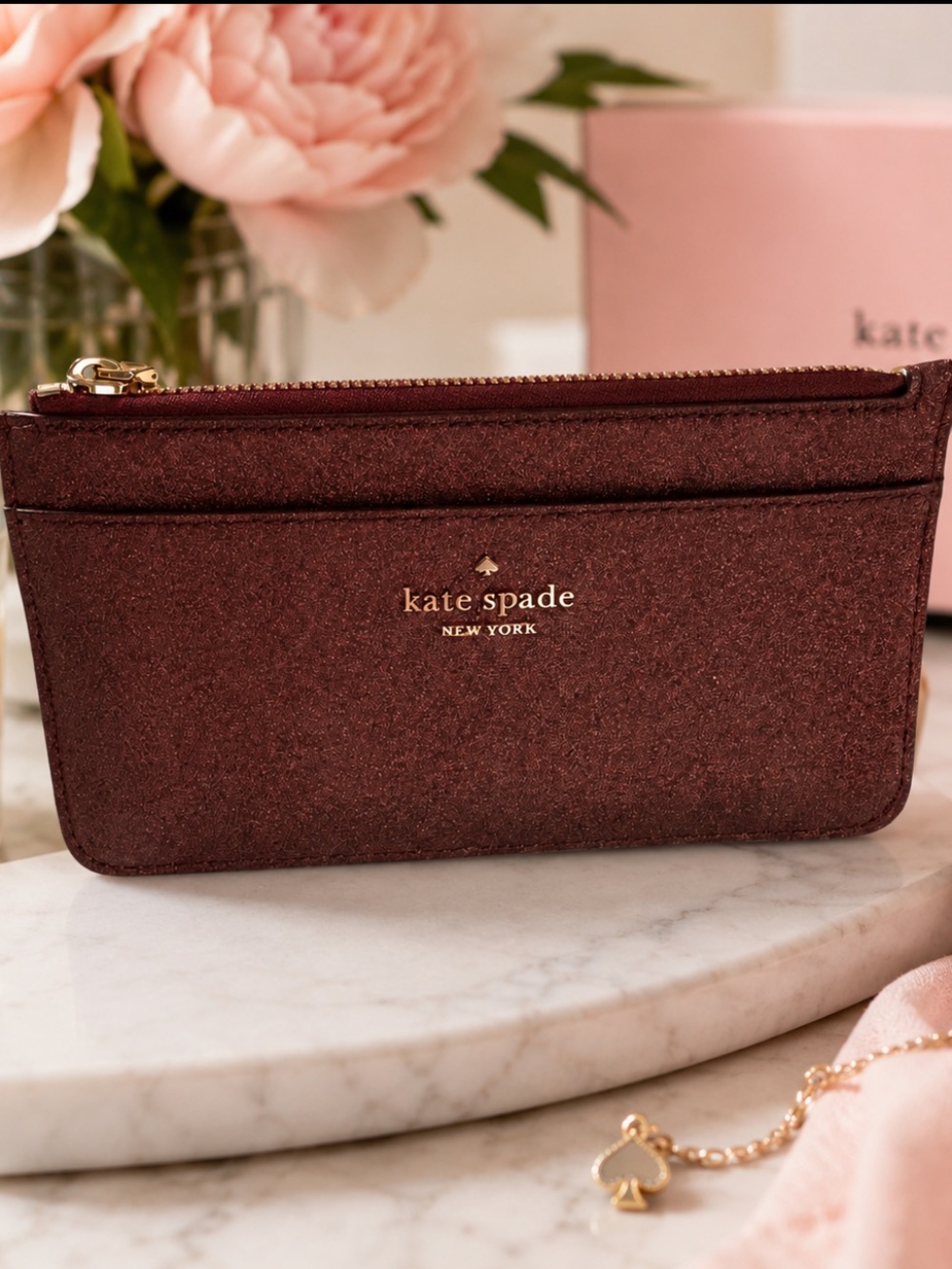Kate Spade Deep Nova Shimmy Glitter Large Slim Cardholder Wallet NWOT
